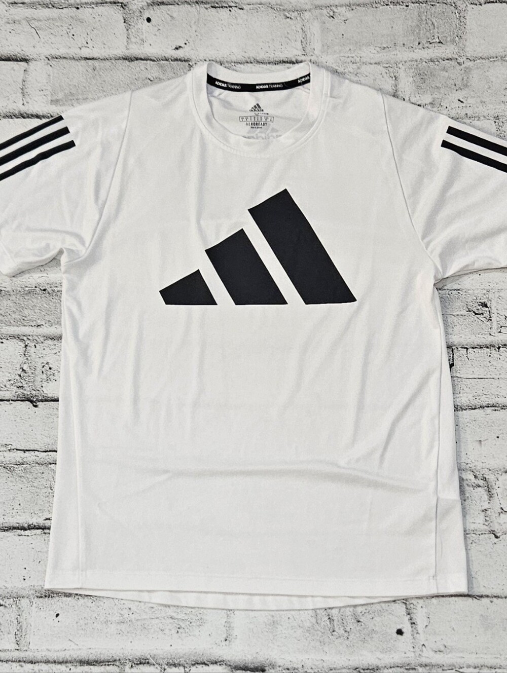 Adidas Primegreen Aeroready Logo Training Shirt White Black Mens Small